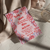 ベイビー・イン・ブルーム ピンクの手描き花のベイビーシャワー 招待状