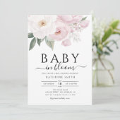 ベイビー・イン・ブルーム ピンクの花のベイビーシャワー 招待状 (スタンド正面)