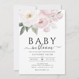 ベイビー・イン・ブルーム ピンクの花のベイビーシャワー 招待状