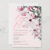 ベイビー・イン・ブルーム ピンクの花のベイビーシャワー 招待状 (正面)