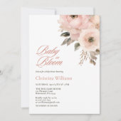 ベイビー・イン・ブルーム ピンクの花のベビーシャワー 招待状 (正面)
