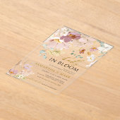 ベイビー・イン・ブルーム ピンク&レッド ワイルドフラワーズ シャワー アクリル招待状 (レイダウン)