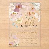 ベイビー・イン・ブルーム ピンク&レッド ワイルドフラワーズ シャワー アクリル招待状 (正面)