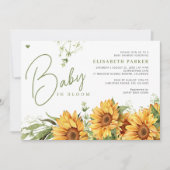 ベイビー・イン・ブルーム フラワーのジェンダー ニュートラル ベイビー シャワー 招待状 (正面)
