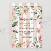 ベイビー・イン・ブルーム・ブラッシュ・ガーデン ベビーシャワーの招待状 (正面/裏面)