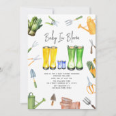 ベイビー イン ブルーム ブルー レイン ブーツ ガーデニング 招待状 (正面)