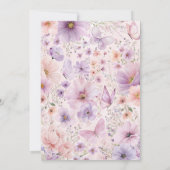 ベイビー・イン・ブルーム ベイビーシャワー バタフライ フラワーパープル 招待状 (裏面)