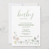ベイビー・イン・ブルーム ベイビーシャワー 男女兼用 招待状 (正面)