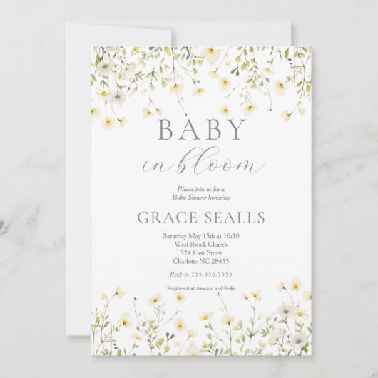 ベイビー・イン・ブルーム ベビーシャワー招待状 招待状 (正面)