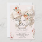 ベイビー イン ブルーム ボウ フローラル ベイビー シャワー 招待状 (正面)