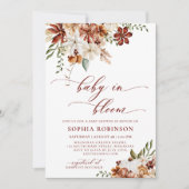ベイビー・イン・ブルーム ボヘミアンワイルドフラワー ベイビーシャワー 招待状 (正面)