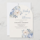 ベイビー イン ブルーム ボーイ ブルー フラワシャワー 招待状 (正面)