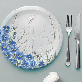 ベイビー イン ブルーム ボーイ ブルー フラワースプリング シャワー ペーパープレート