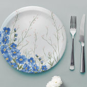ベイビー イン ブルーム ボーイ ブルー フラワーズ スプリング シャワー ペーパープレート