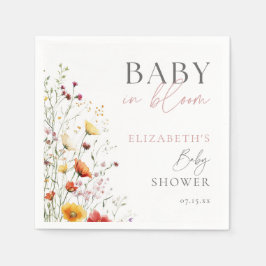 ベイビー・イン・ブルーム ワイルドフラワーズ フラワーベビーシャワー スタンダードカクテルナプキン