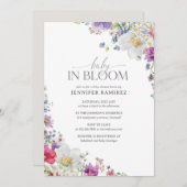 ベイビー・イン・ブルーム ワイルドフラワー・ウォーターカラー ベビーシャワー 招待状 (正面/裏面)