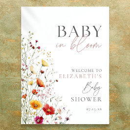 ベイビー・イン・ブルーム ワイルドフラワー ベイビーシャワー ウェルカムサイン ポスター