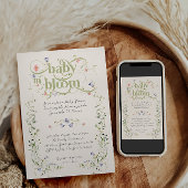 ベイビー・イン・ブルーム ワイルドフラワー モダン フラワーベイビーシャワー 招待状