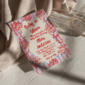 ベイビー・イン・ブルーム 手描きの花 レトロ ベビーシャワー 招待状