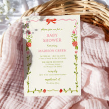 ベイビー・イン・ブルーム 手描きフラワーボウ ベイビーシャワー