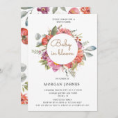 ベイビー・イン・ブルーム 春の花びら ベイビーシャワーの招待状 (正面/裏面)