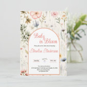 ベイビー・イン・ブルーム 水彩画 ワイルドフラワー 花のシャワー 招待状 (スタンド正面)