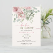ベイビー・イン・ブルーム 水彩 ピンクの花の女の子のシャワー 招待状 (スタンド正面)