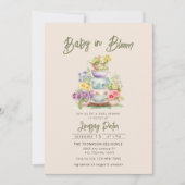 ベイビー・イン・ブルーム | 水彩 ベイビーシャワー 招待状 (正面)