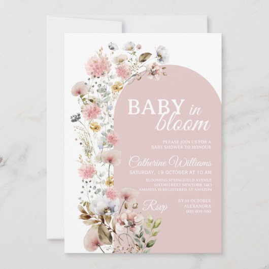 ベイビー イン ブルーム 誕生会招待状 ベイビーシャワー 招待状 (正面)