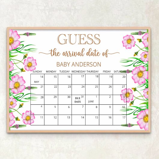 ベイビー・イン・ブルーム 赤ちゃんのシャワー出産予定日当てクイズカレンダー ポスター