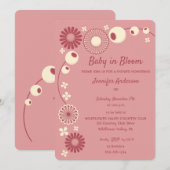 ベイビー・イン・ブルーム： Mauve Pink 女の子のベビーシャワー 招待状 (正面/裏面)