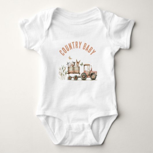 ベイビー カントリー ファーム フラワーペーパープレート ベビーボディスーツ (正面)
