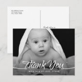 ベイビー サンクス ユー カスタム フォト シック ハンド スクリプト ポストカード (正面/裏面)