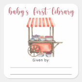 ベイビー・シャワーのためのブックプレート 赤ちゃんの本 スクエアシール (正面)