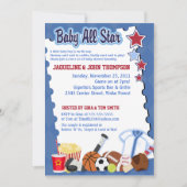 ベイビー スポーツ ファン オールスター ベビーシャワーのご招待 招待状 (正面)