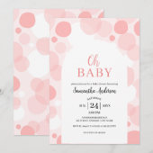 ベイビー ピンクのアーチ ポルカドット 女の子 ベイビーシャワー 招待状 (正面/裏面)