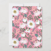 ベイビー ブリューイング ピンク フローラル ティーパーティー ベイビー シャワー 招待状 (裏面)