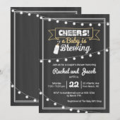 ベイビー ブリューハン ベイビー シャワー ストリング ライト チョークボード 招待状 (正面/裏面)