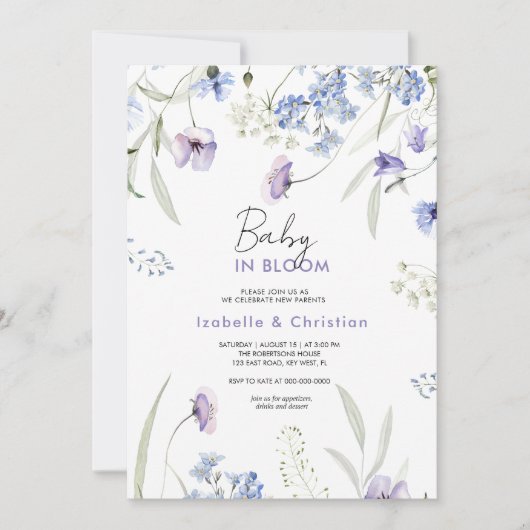 ベイビー ブルーム ワイルドフラワーズ ラスティック 招待状 (正面)