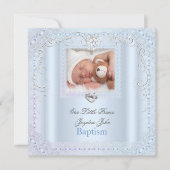 ベイビー・ブルー・プリンス 洗礼 十字架 誕生記念 招待状 (正面)