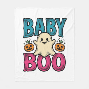 ベイビー ブー ヴィンテージ ハロウィン おばけ Tシャツ デザイン 1 フリースブランケット