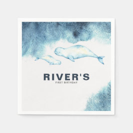 ベイビー ベルーザ | 海のバースデーパーティー スタンダードカクテルナプキン