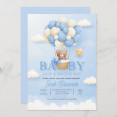 ベイビー ホットエアバルーン 水彩 シャワーアート 招待状 (正面/裏面)