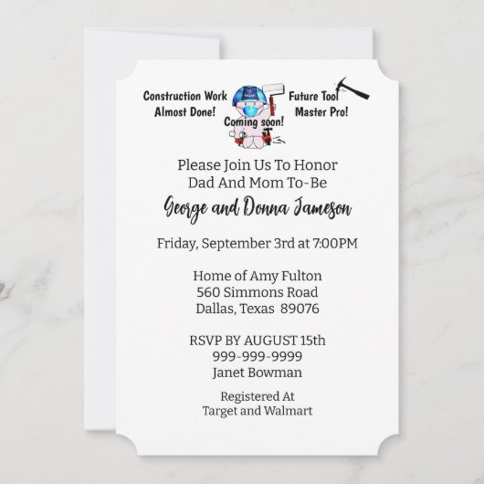 ベイビー・ボーイ・カーペンター 招待状 (正面)