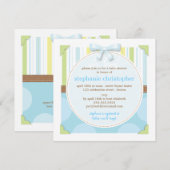 ベイビー ボーイ ストライプ & ポルカドット ベイビー シャワー 招待状 (正面/裏面)