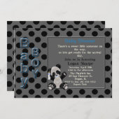 ベイビー ボーイ パンダベア ベビーシャワー 招待状 (正面/裏面)