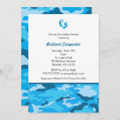 ベイビー・ボーイ・ブルー・カモフラージュ・シャワー招待状 足 CAMO 招待状 (正面/裏面)