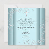 ベイビー・ボーイ・ブルー 洗礼 十字架 王子 招待状 (裏面)