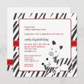 ベイビー＋マミー ゼブラ ベイビーシャワー 招待状 (正面/裏面)