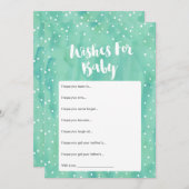 ベイビー ミント ウォーターカラー ベイビー シャワー ウィッシュ カード (正面/裏面)